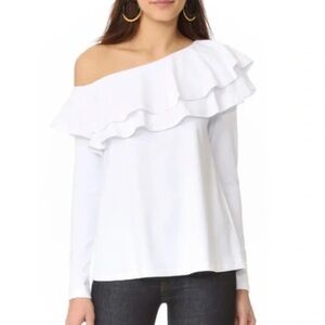 NWT Calvin Klein Off Shoulder Asymmetrical Ruffle Blouse